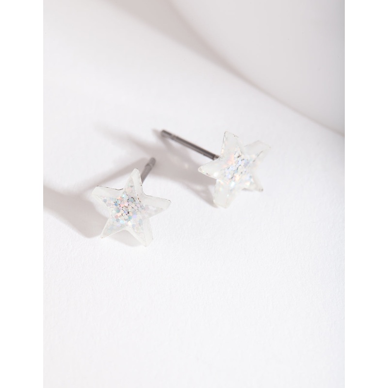 Acrylic Glitter Star Stud Earrings