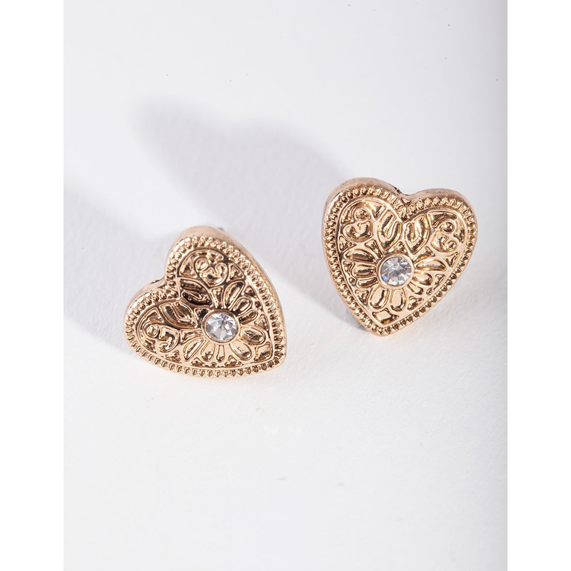 Antique Gold Heart Locket Earrings