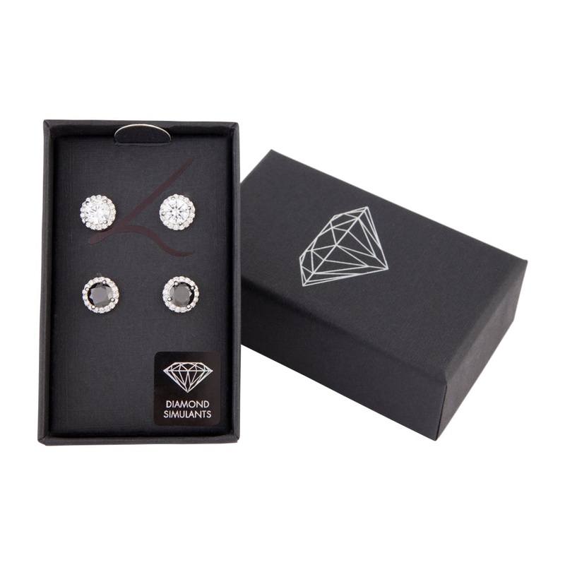 Black & Crystal Rounded Studs|Default Title