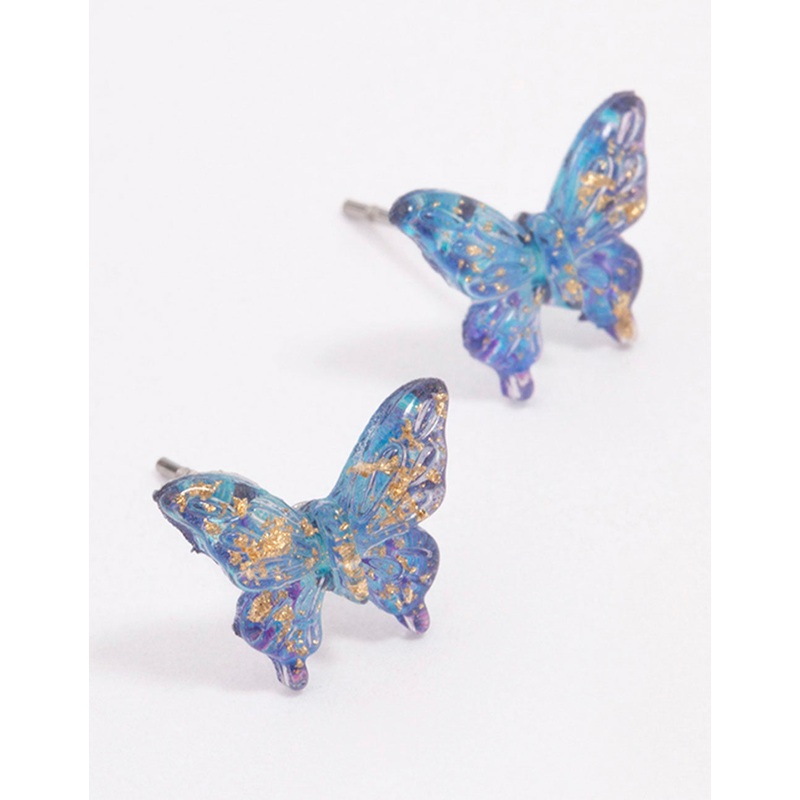 Blue Ombre Butterfly Stud Earrings