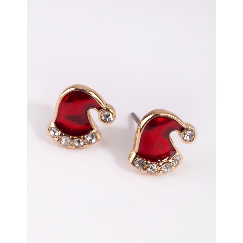 Festive Santa Hat Stud Earring Pack