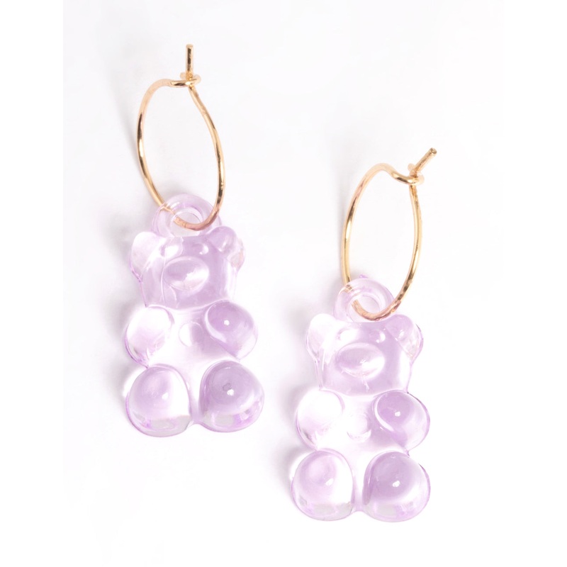 Gold Candy Bear Hoop Earrings|Default Title
