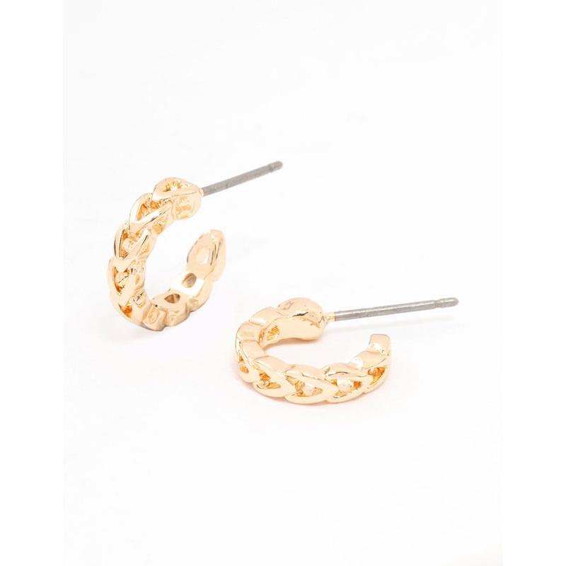 Gold Cut Out Heart Huggie Earrings