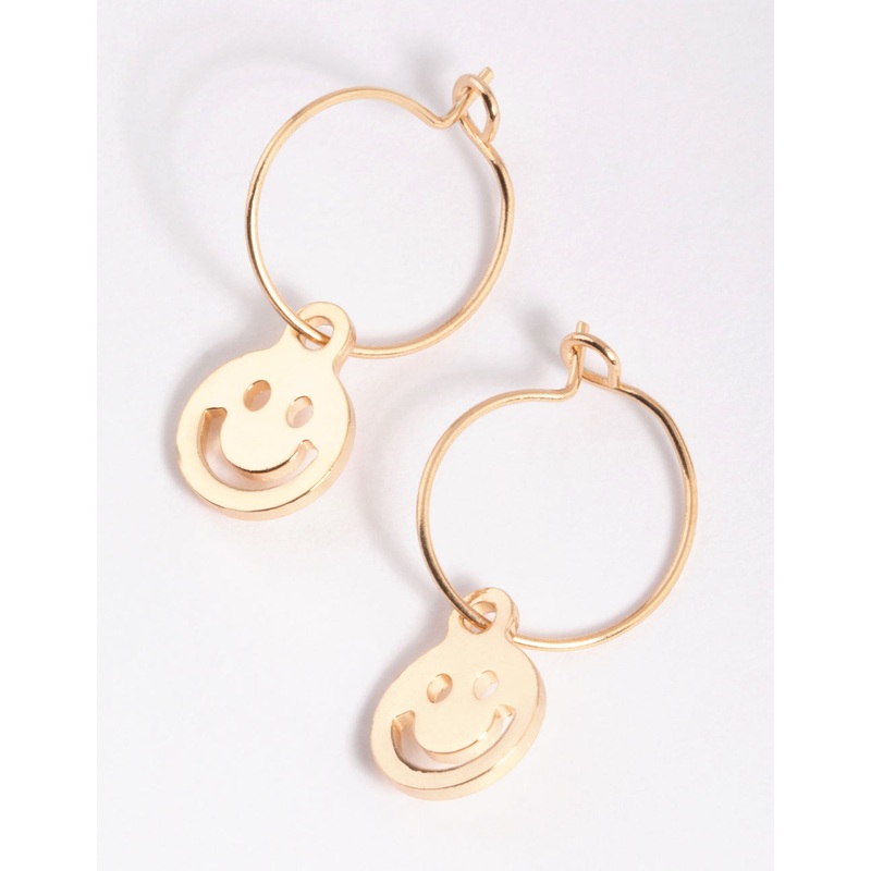 Gold Cutout Smiley Hoop Earrings