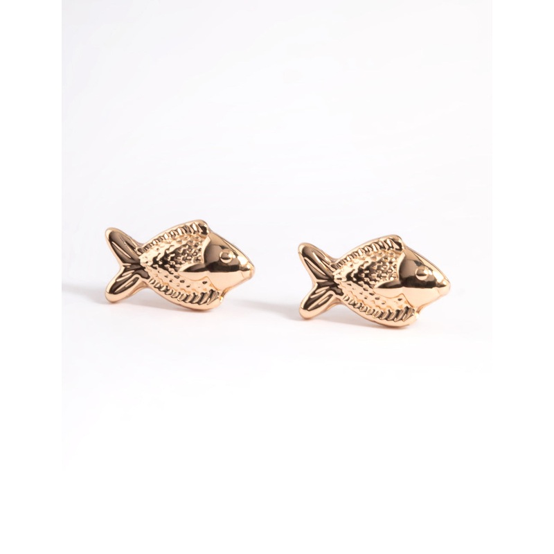 Gold Fish Stud Earrings|Default Title