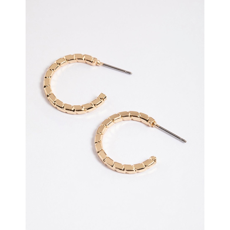 Gold Flat Rope Huggie Earrings