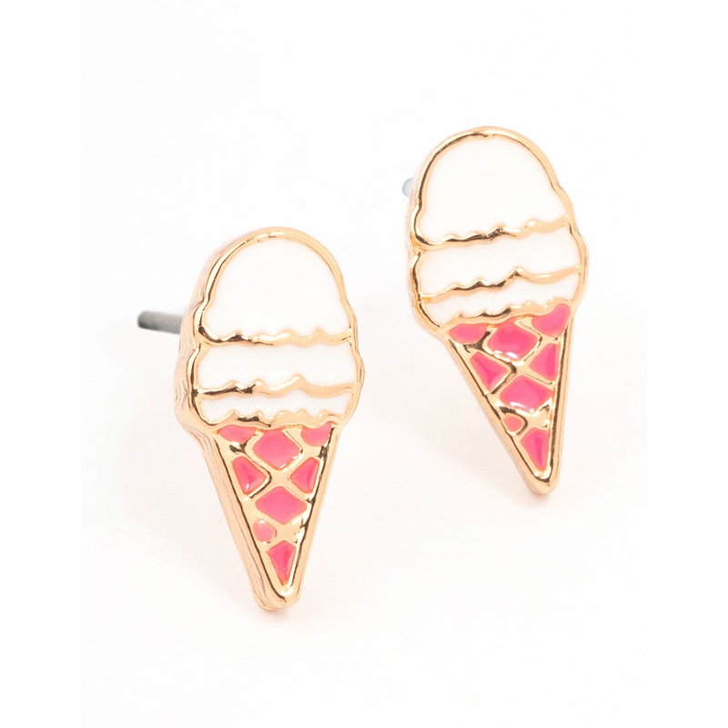 Gold Ice Cream Stud Earrings|Default Title
