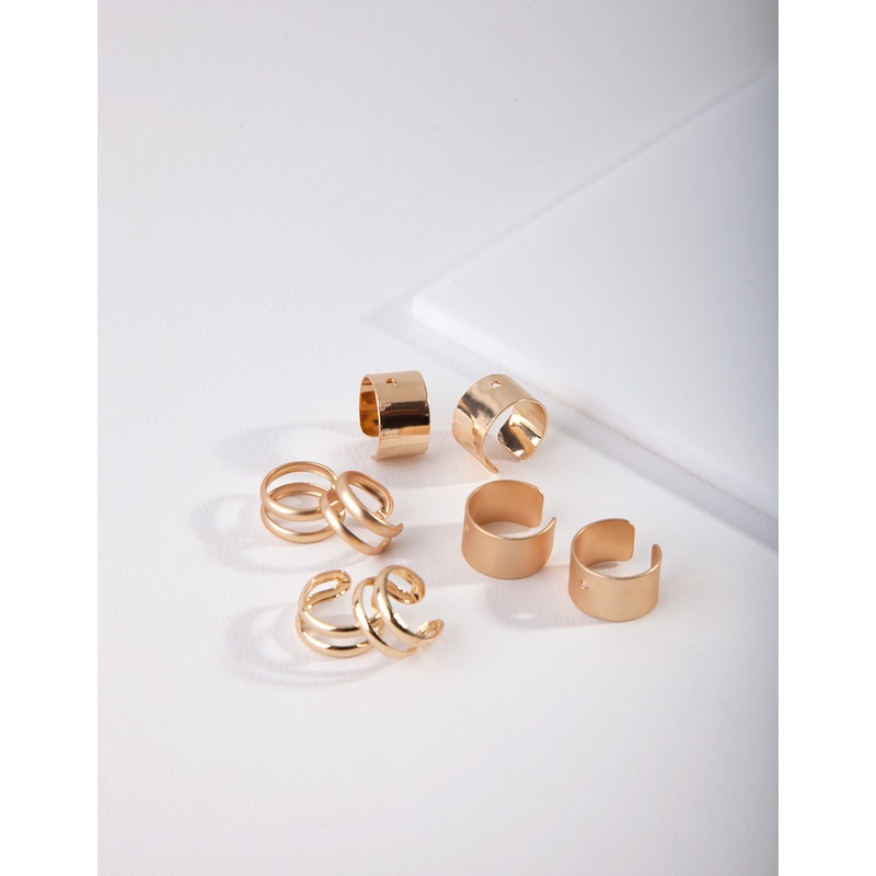 Gold Mixed Texture Ear Cuff 8-Pack