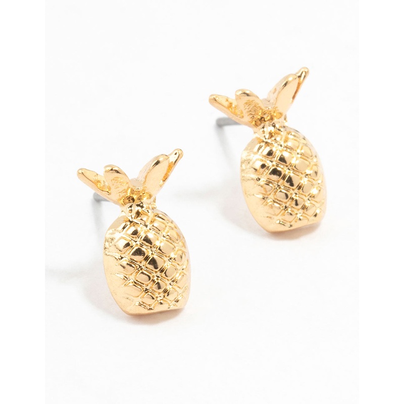 Gold Pineapple Stud Earrings|Default Title