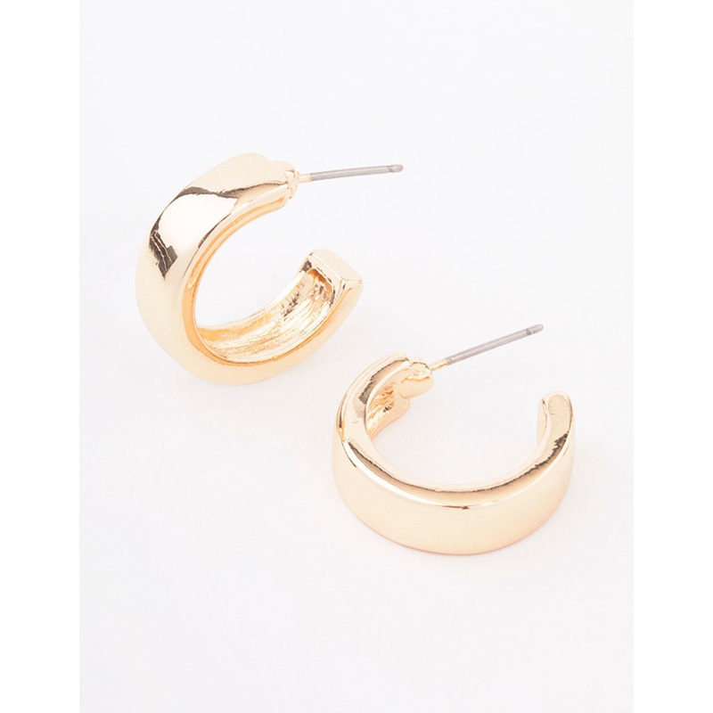 Gold Rectangle Chubby Hoop Earrings