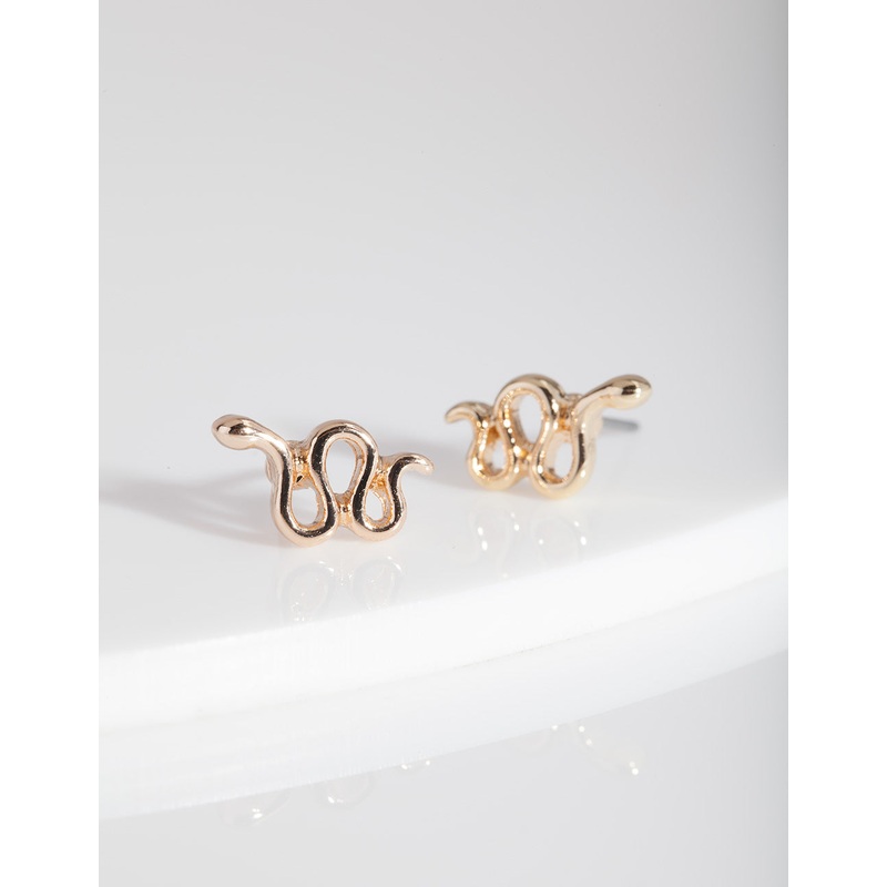 Gold Snake Stud Earrings|Default Title
