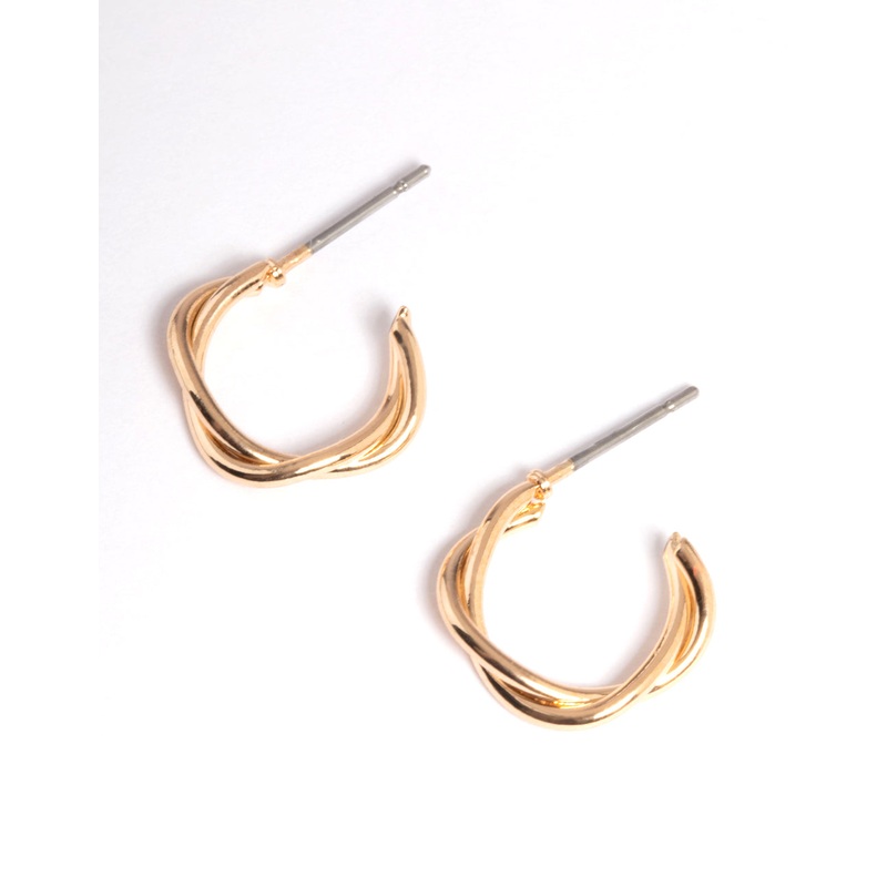 Gold Soft Twist Huggie Earrings