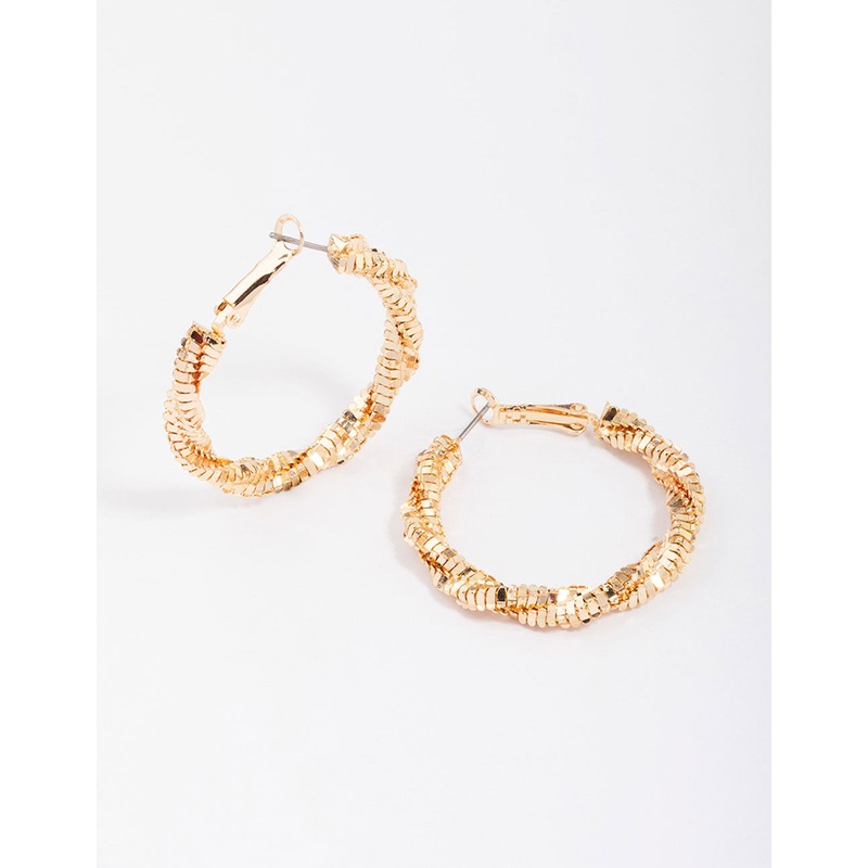 Gold Twisted Hoop Earrings|Default Title