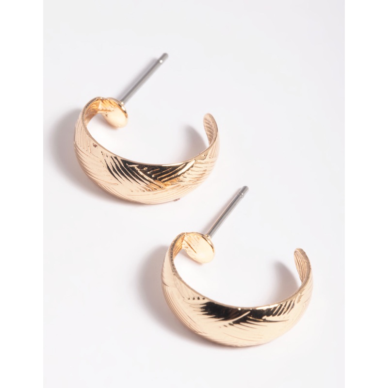 Gold Woven Huggie Hoop Earrings