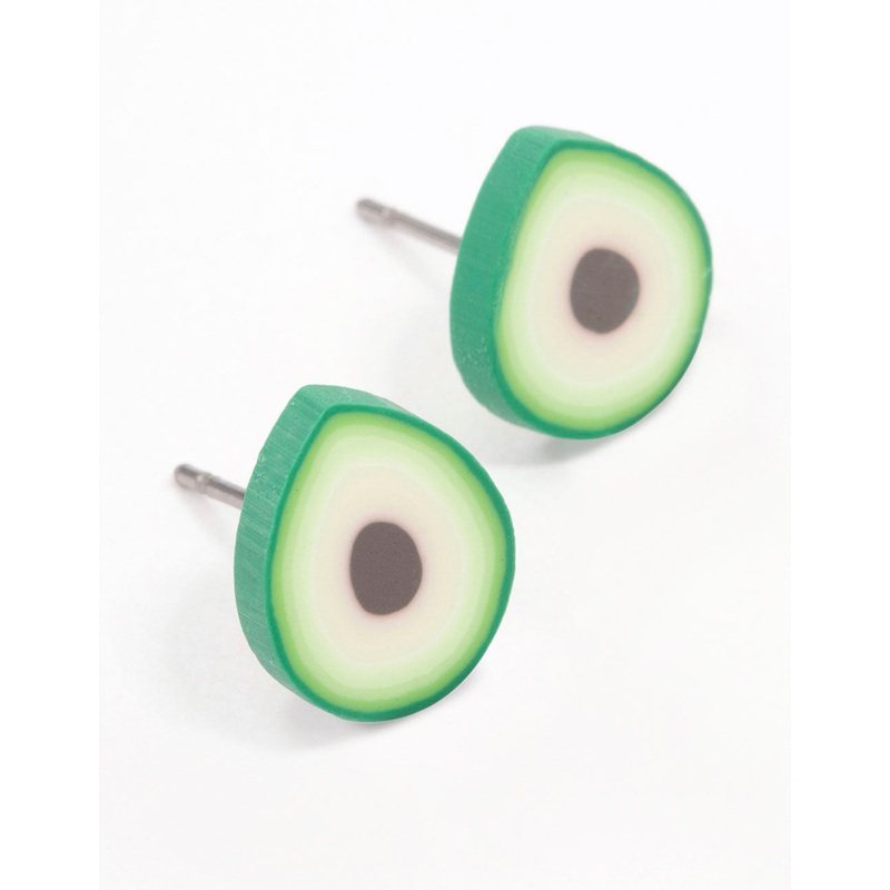 Green Avocado Stud Earrings|Default Title