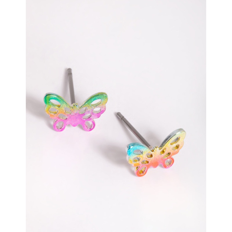 Matte Metallic Butterfly Stud Earrings
