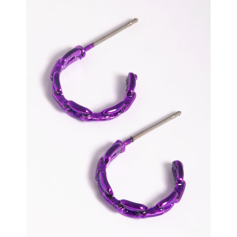 Matte Metallic Chain Huggie Hoop Earrings