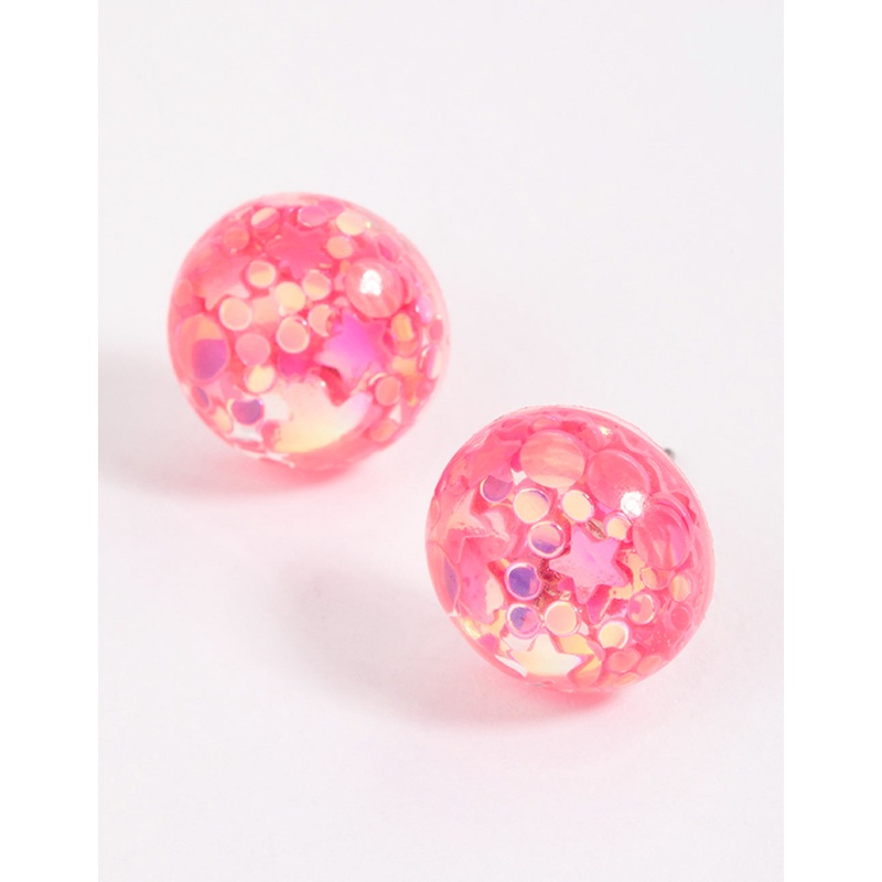 Pink Resin Petals Stud Earrings