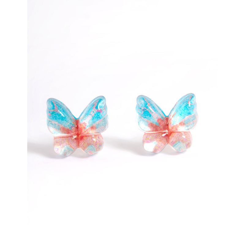 Plastic Resin Butterfly Stud Earrings