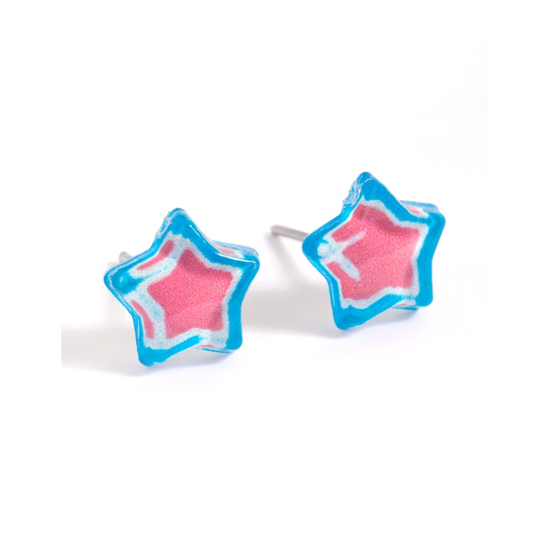 Plastic Resin Star Stud Earrings