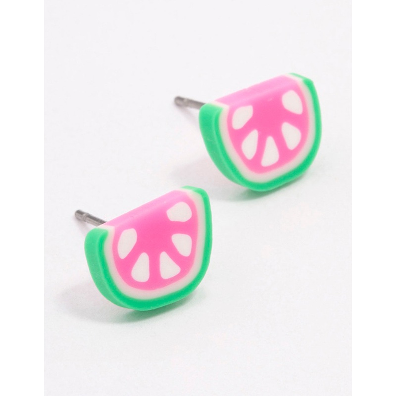Plastic Watermelon Hoop Earrings
