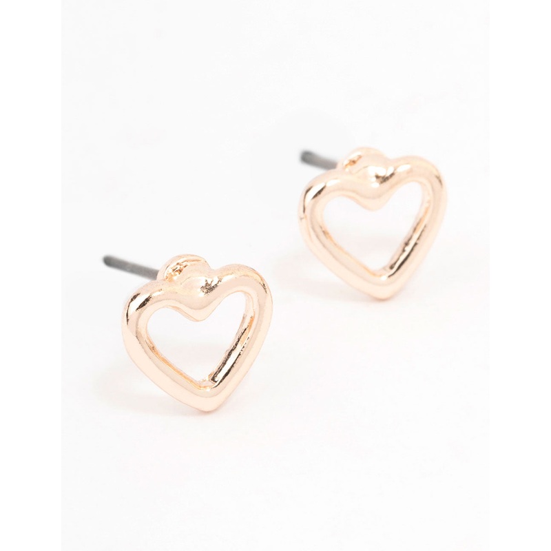 Rose Gold Cut Out Heart Stud Earrings