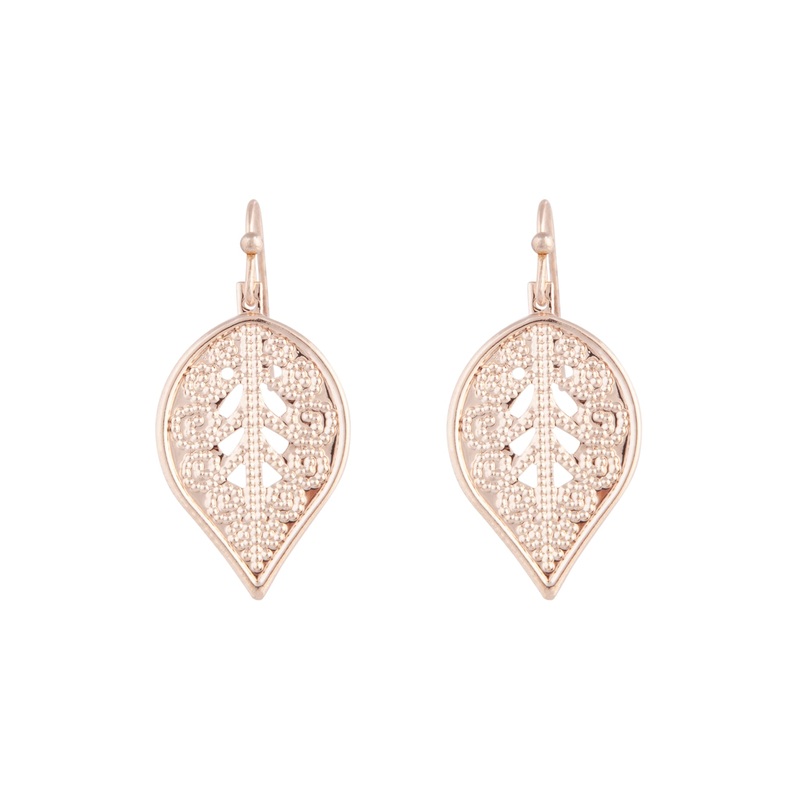 Rose Gold Drop Leaf Earrings|Default Title
