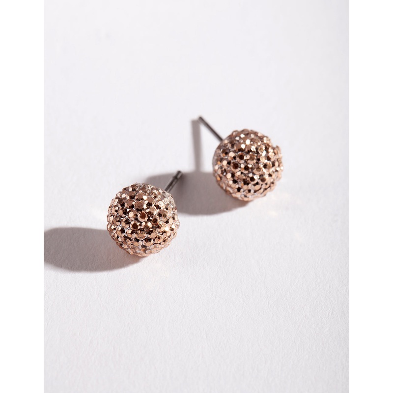 Rose Gold Textured Dome Stud Earrings