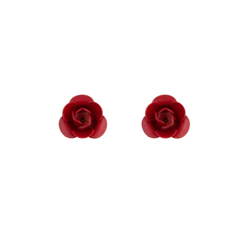 Single Red Rose Stud Earrings|Default Title
