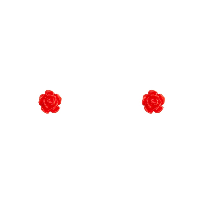Tiny Red Rose Stud Earrings|Default Title