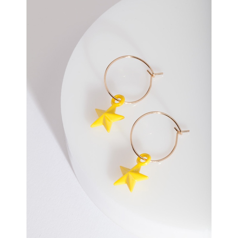 Yellow Gold Mini Star Earrings