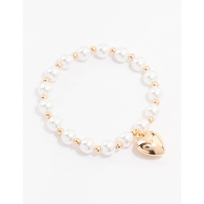 Beaded Pearl Puff Heart Bracelet