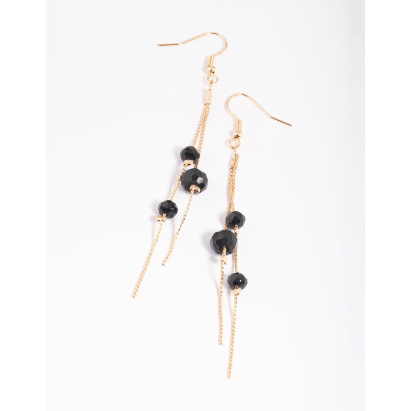 Black Facet Chain Drop Earrings