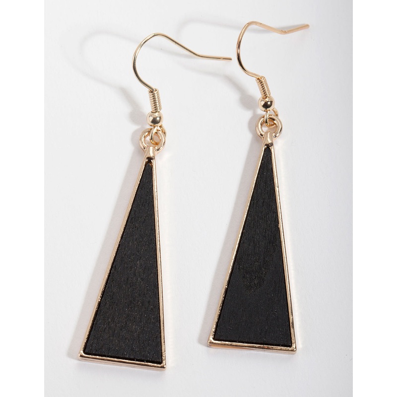 Black & Gold Triangle Earrings