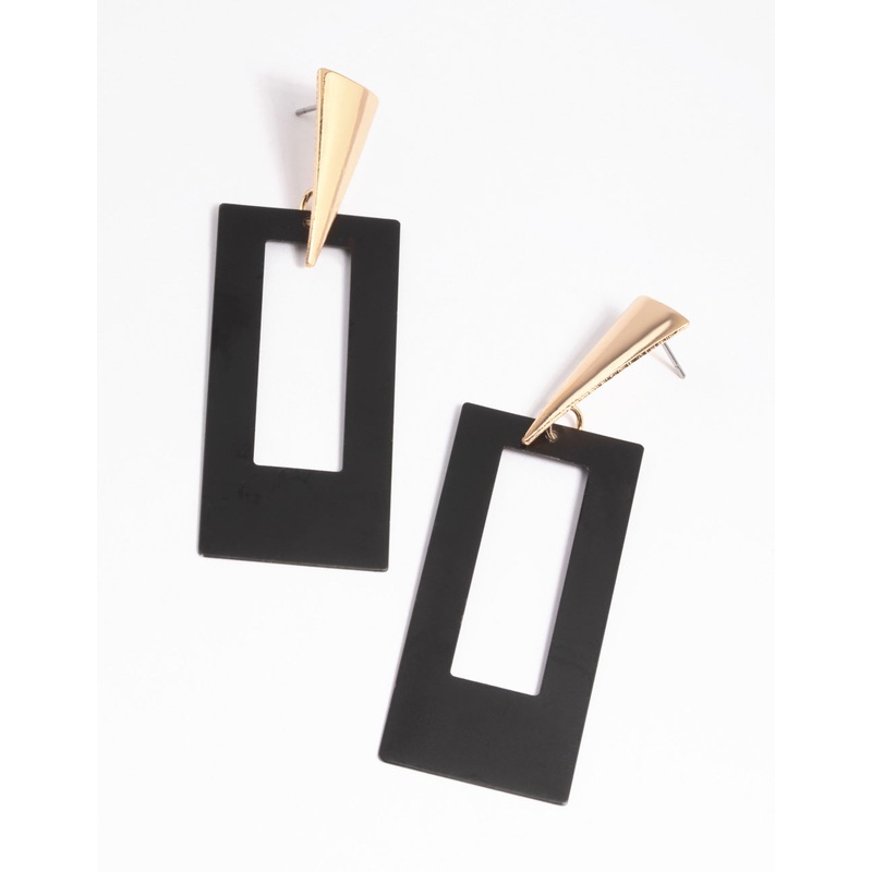 Black Triangular Drop Earrings