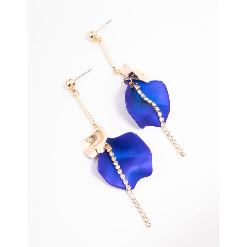 Blue Cup Chain & Petal Drop Earrings