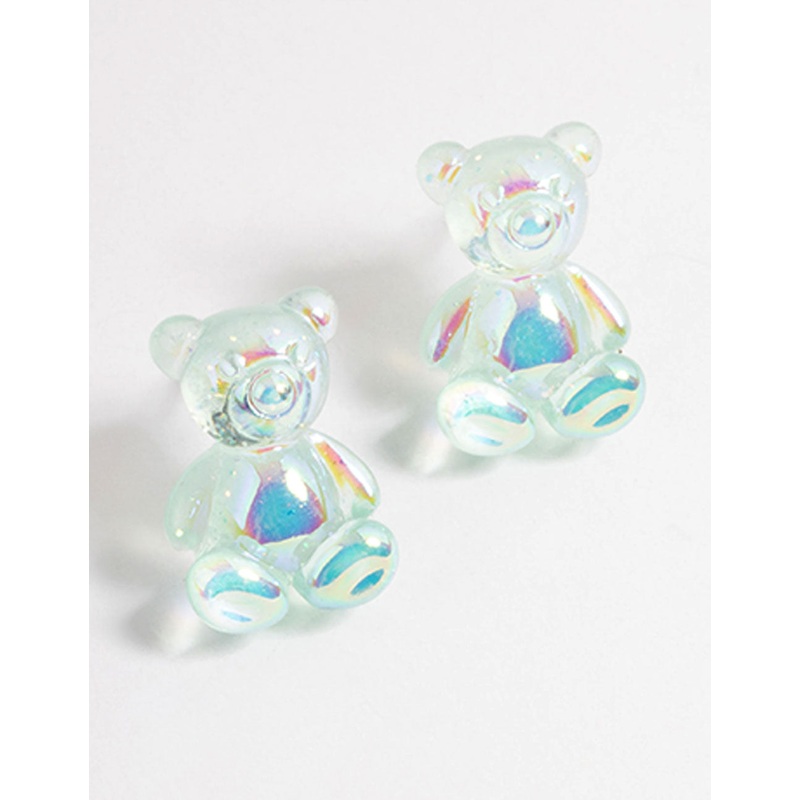 Blue Jelly Teddy Stud Earrings