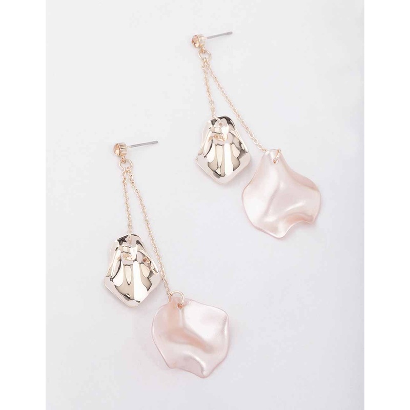 Blush Iridescent Petal Drop Earrings