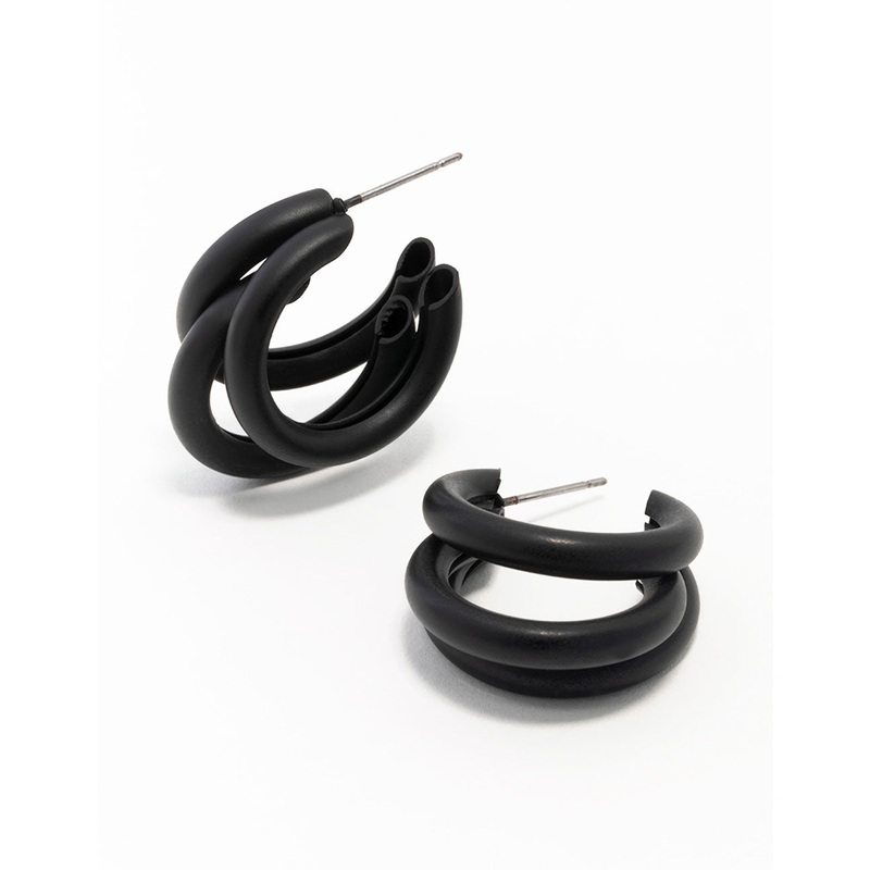 Coated Triple Statement Hoop Earrings