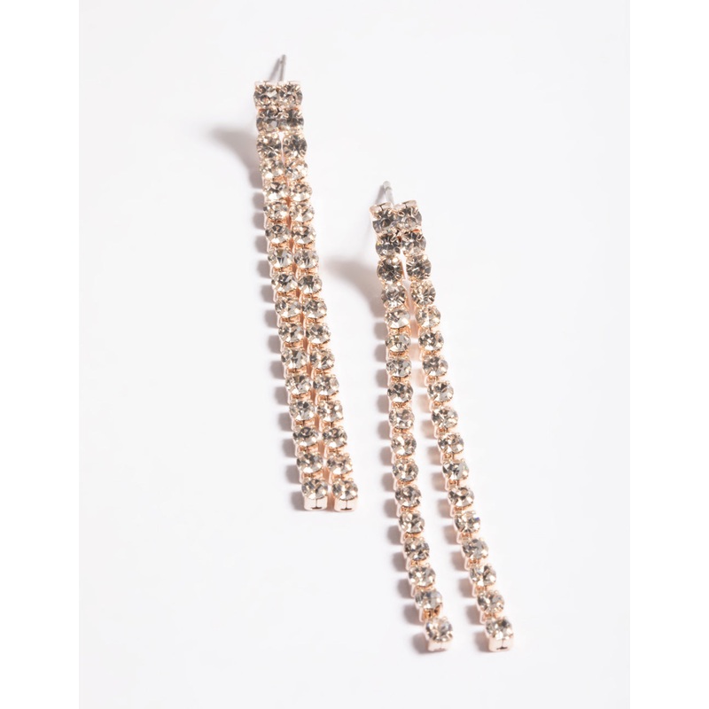 Double Sided Diamante Cup Chain Drop Earrings