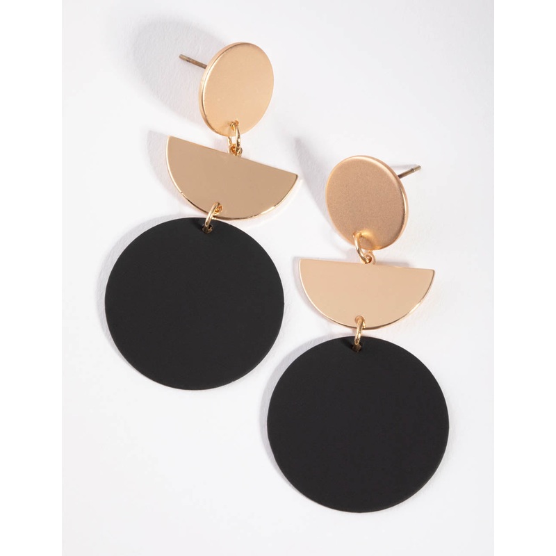 Gold Coated Disc Drop Earrings