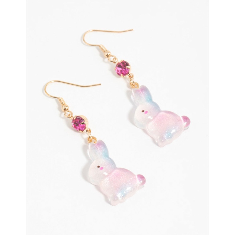 Gold Diamante Bunny Drop Earrings