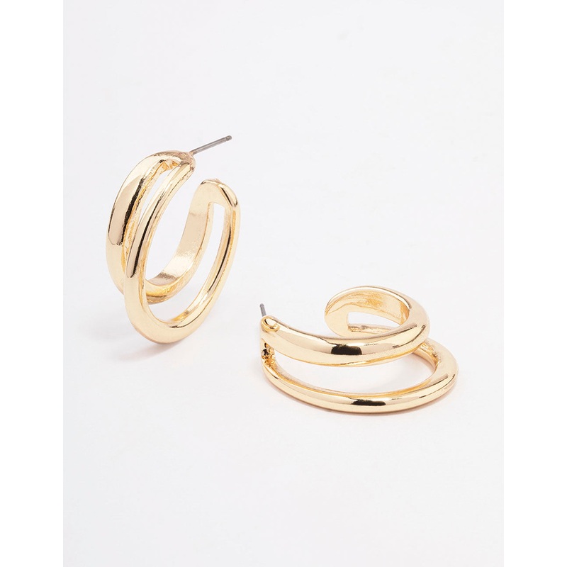 Gold Double Hoop Earrings|Default Title