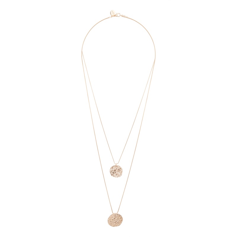 Gold Double Row Coin Necklace|Default Title
