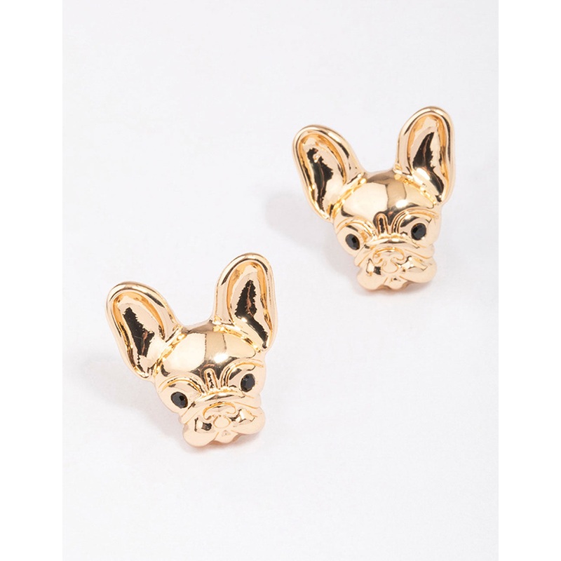Gold French Bulldog Stud Earrings