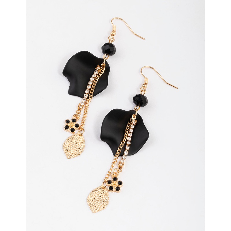 Gold Garden Chain Petal Drop Earrings