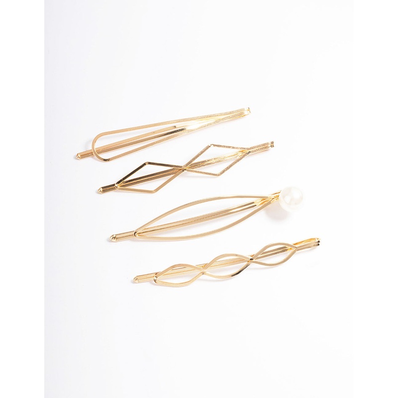 Gold Mixed Shape & Pearl Clips 4-Pack
