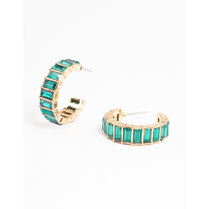 Gold Multi Baguette Huggie Earrings
