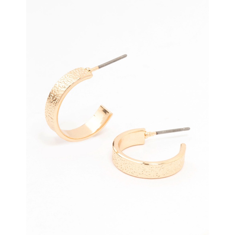 Gold Wide Foil Huggie Earrings