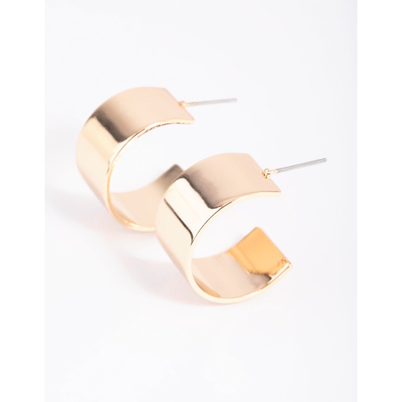 Gold Wide Hoop Earrings|Default Title